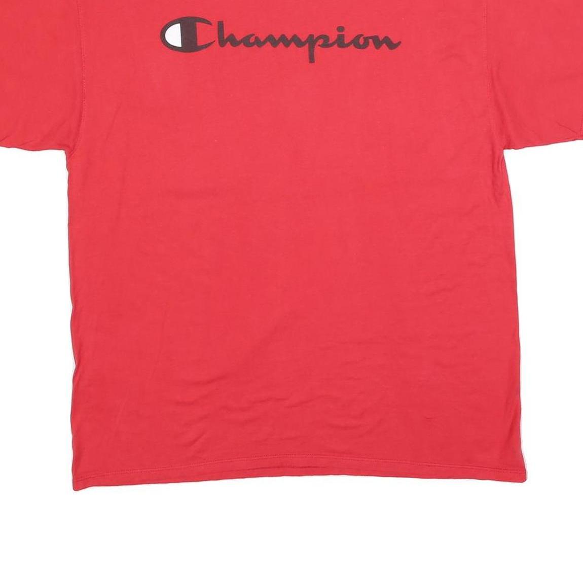 CHAMPION Mens Red Graphic T-Shirt L Short Sleeve Crew Neck Classic Cotton Blend