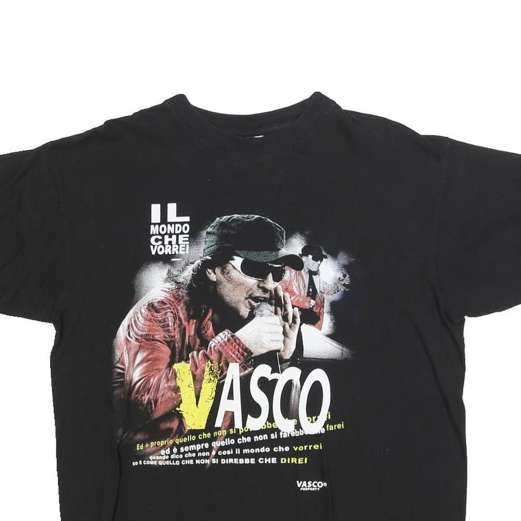 BASIE Womens Black & Yellow Vasco Graphic T-Shirt XL Short Sleeve Crew Neck