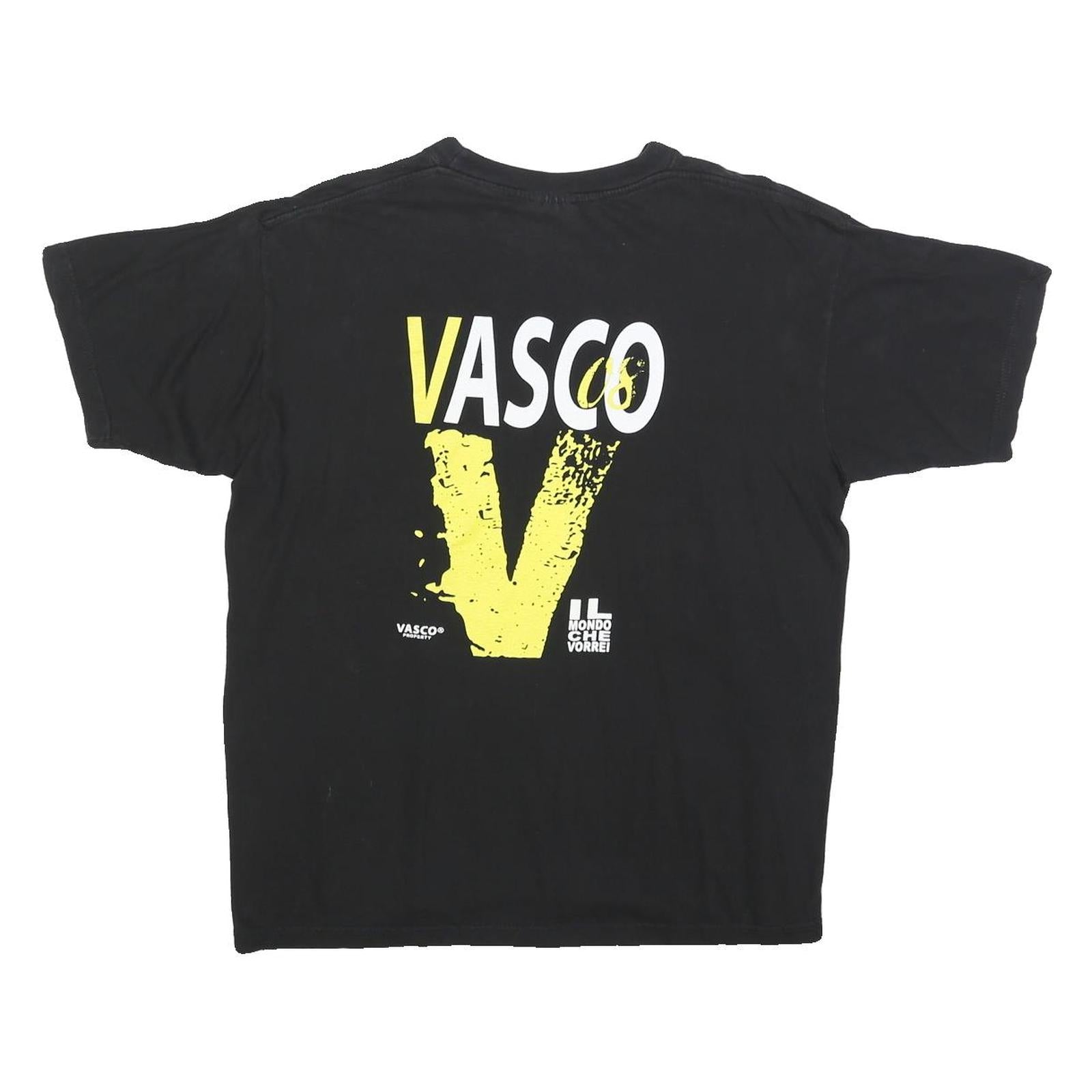 BASIE Womens Black & Yellow Vasco Graphic T-Shirt XL Short Sleeve Crew Neck