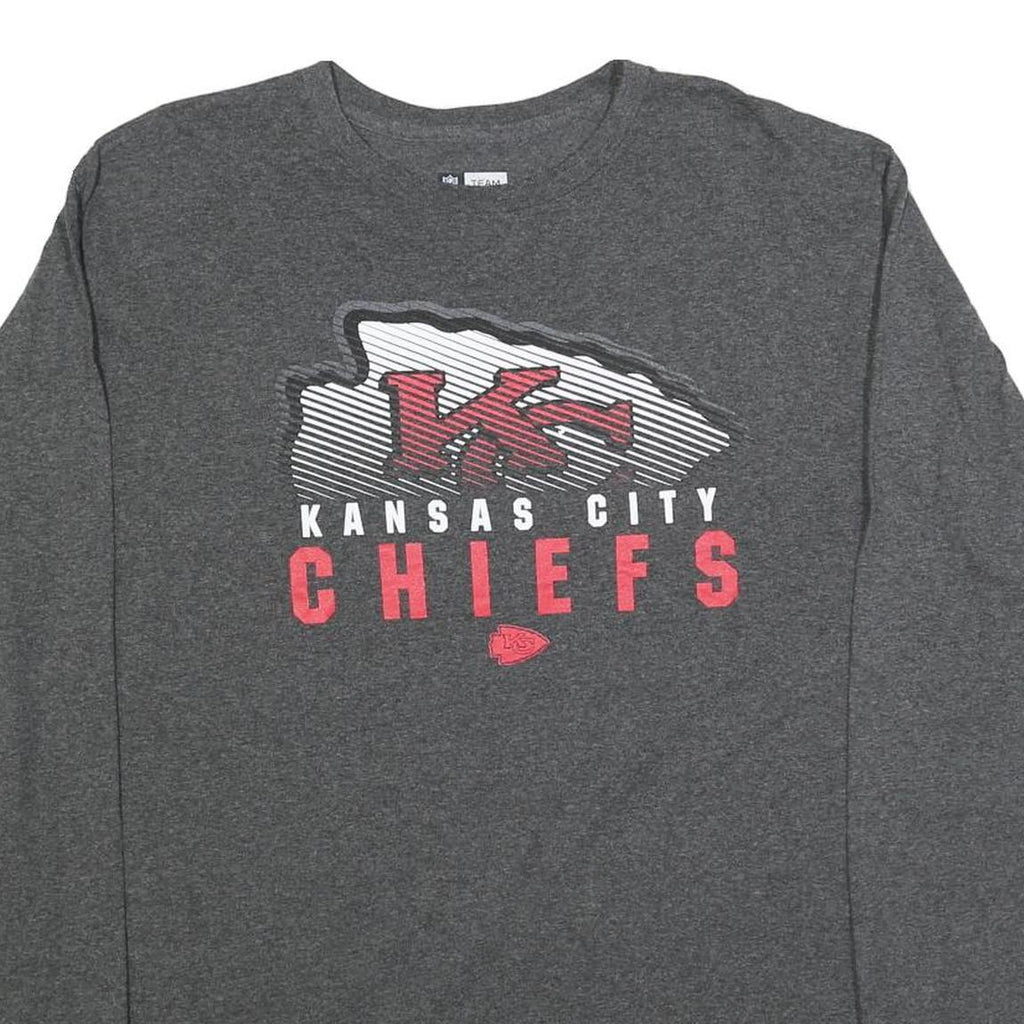 NFL Mens Grey Kansas City Chiefs Long Sleeve Crew Neck T-Shirt XL Cotton Blend