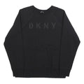 DKNY Womens Black Cotton Blend Crew Neck Sweatshirt M Logo Embroidered