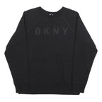 DKNY Womens Black Cotton Blend Crew Neck Sweatshirt M Logo Embroidered