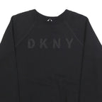 DKNY Womens Black Cotton Blend Crew Neck Sweatshirt M Logo Embroidered