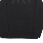 DKNY Womens Black Cotton Blend Crew Neck Sweatshirt M Logo Embroidered