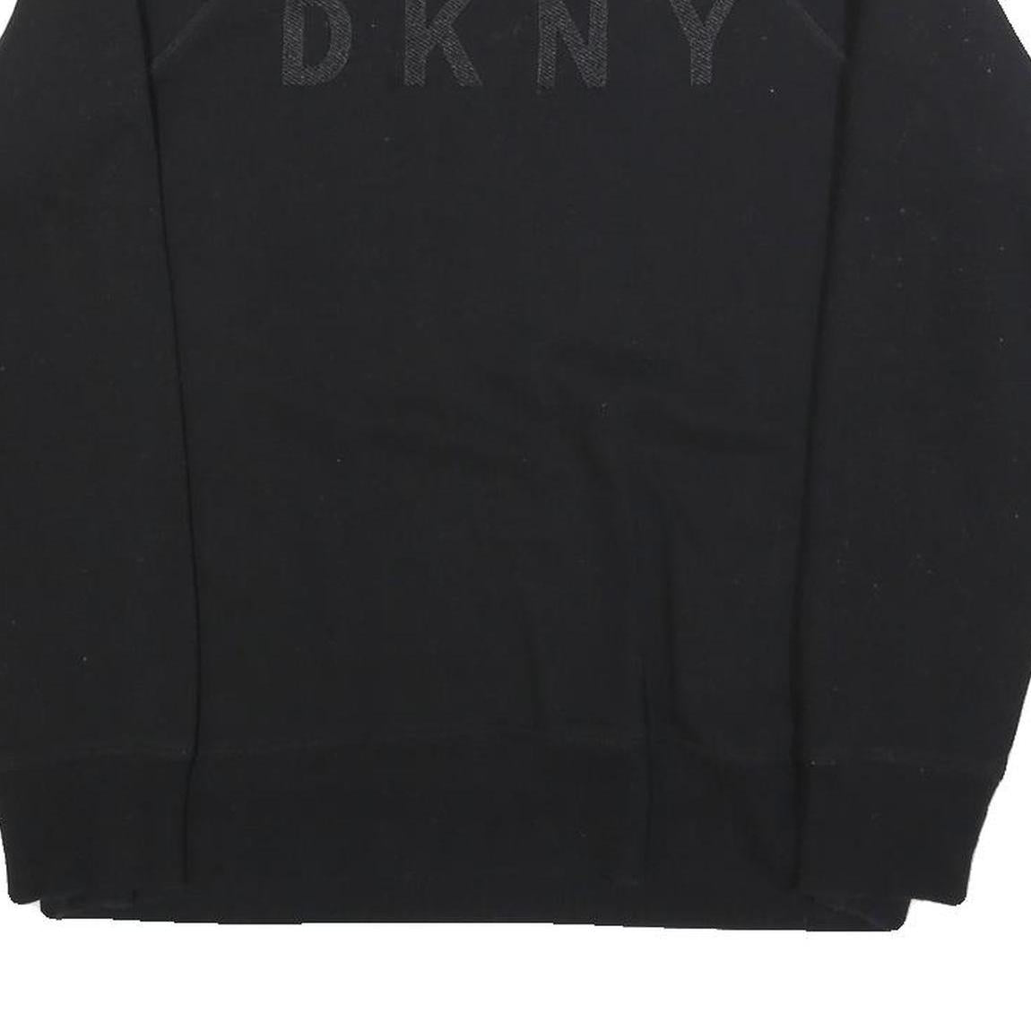 DKNY Womens Black Cotton Blend Crew Neck Sweatshirt M Logo Embroidered