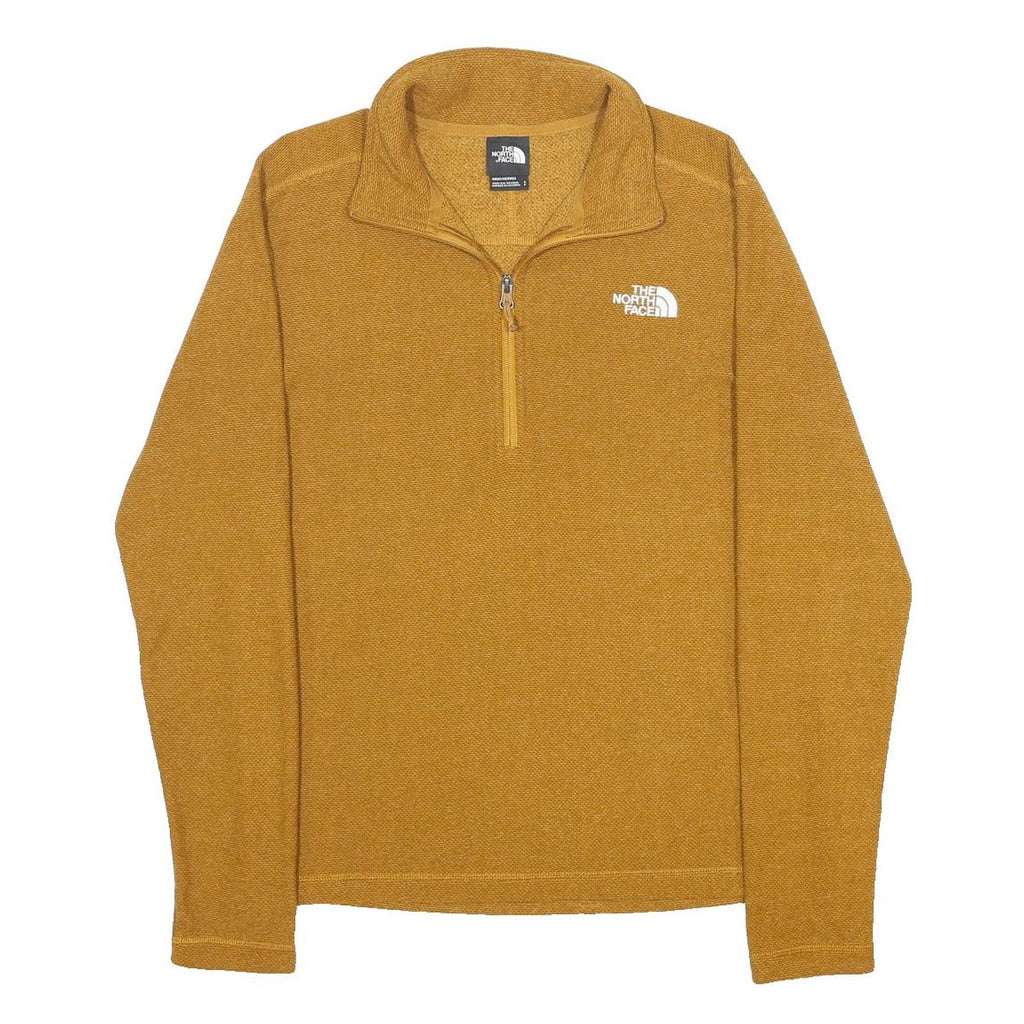 THE NORTH FACE Mens Mustard Yellow Patterned Jumper 1/4 Zip Basic Knit S Outdoor