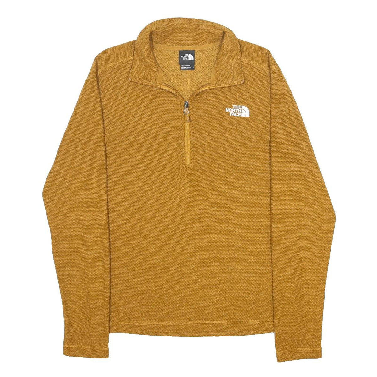 THE NORTH FACE Mens Mustard Yellow Patterned Jumper 1/4 Zip Basic Knit S Outdoor