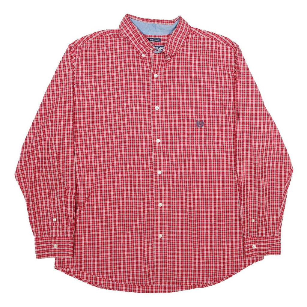 CHAPS Mens Red Check Shirt XL Cotton Button Down Long Sleeve Classic