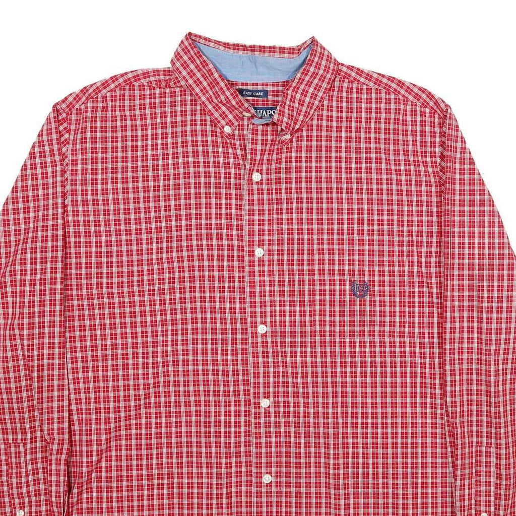 CHAPS Mens Red Check Shirt XL Cotton Button Down Long Sleeve Classic
