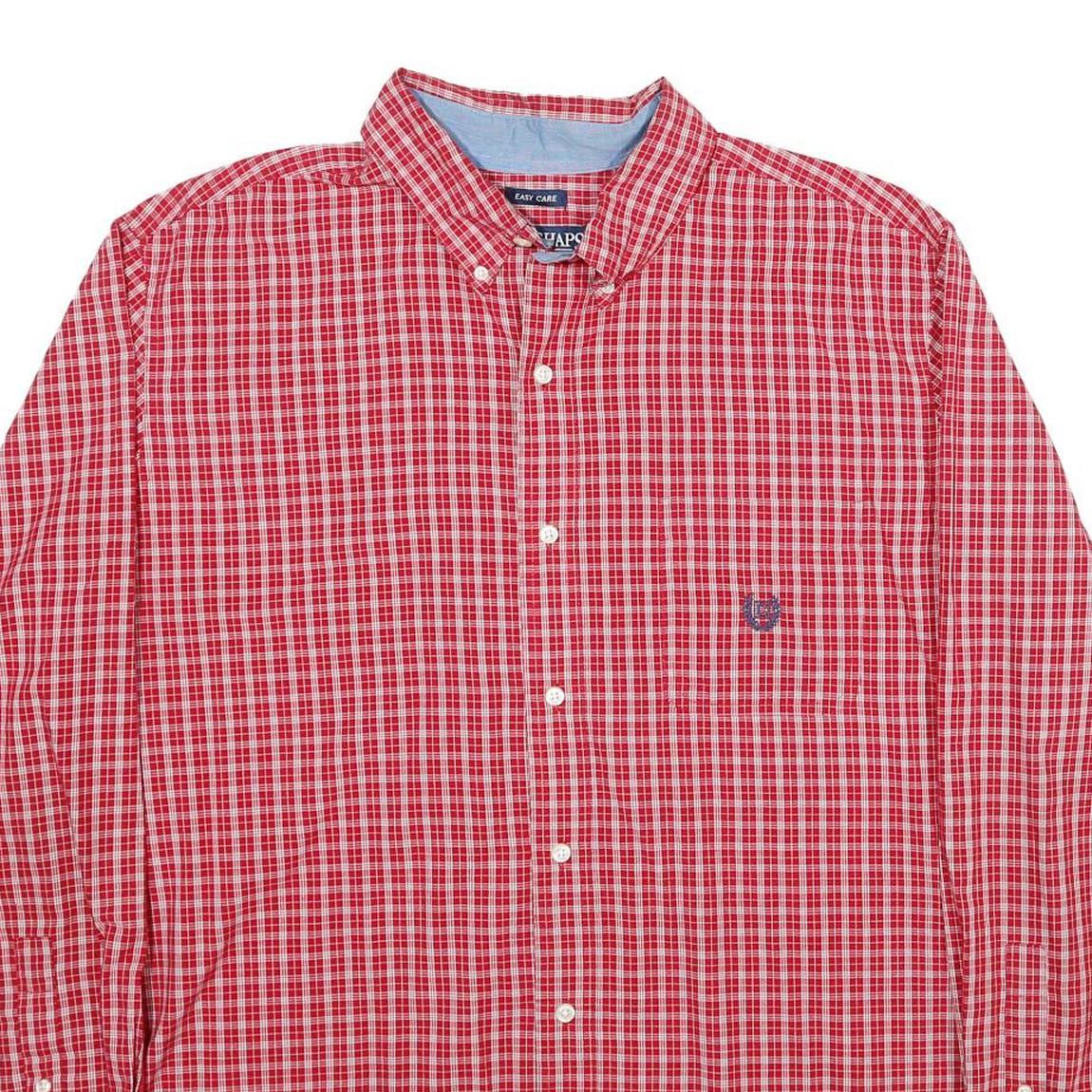 CHAPS Mens Red Check Shirt XL Cotton Button Down Long Sleeve Classic
