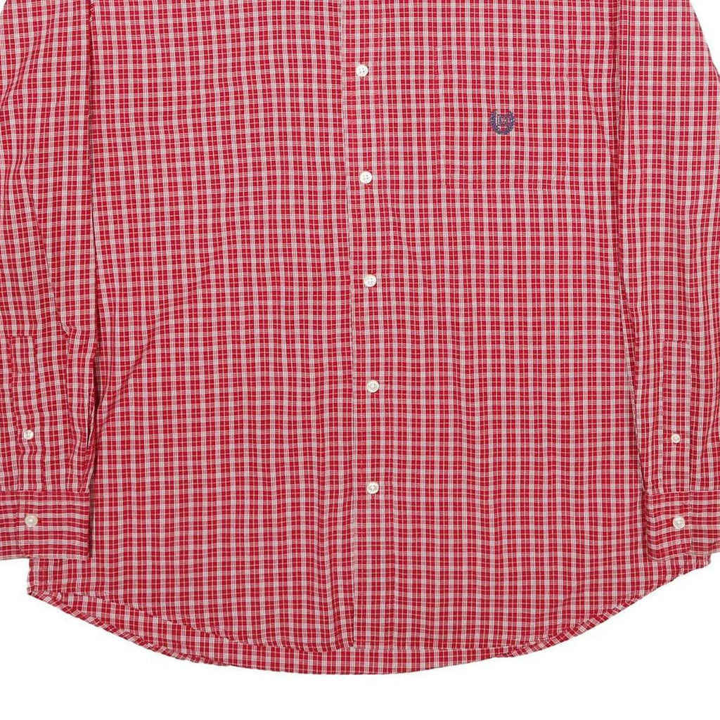CHAPS Mens Red Check Shirt XL Cotton Button Down Long Sleeve Classic