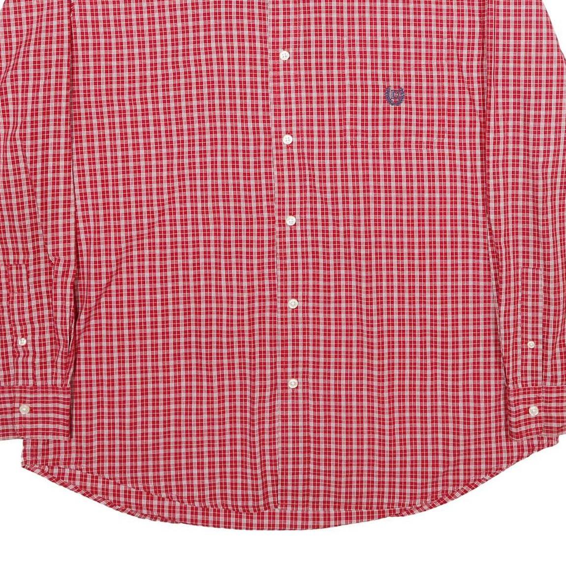 CHAPS Mens Red Check Shirt XL Cotton Button Down Long Sleeve Classic
