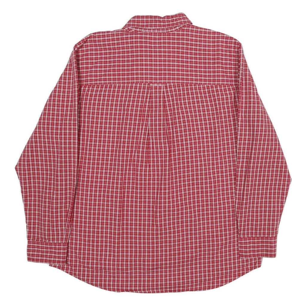 CHAPS Mens Red Check Shirt XL Cotton Button Down Long Sleeve Classic