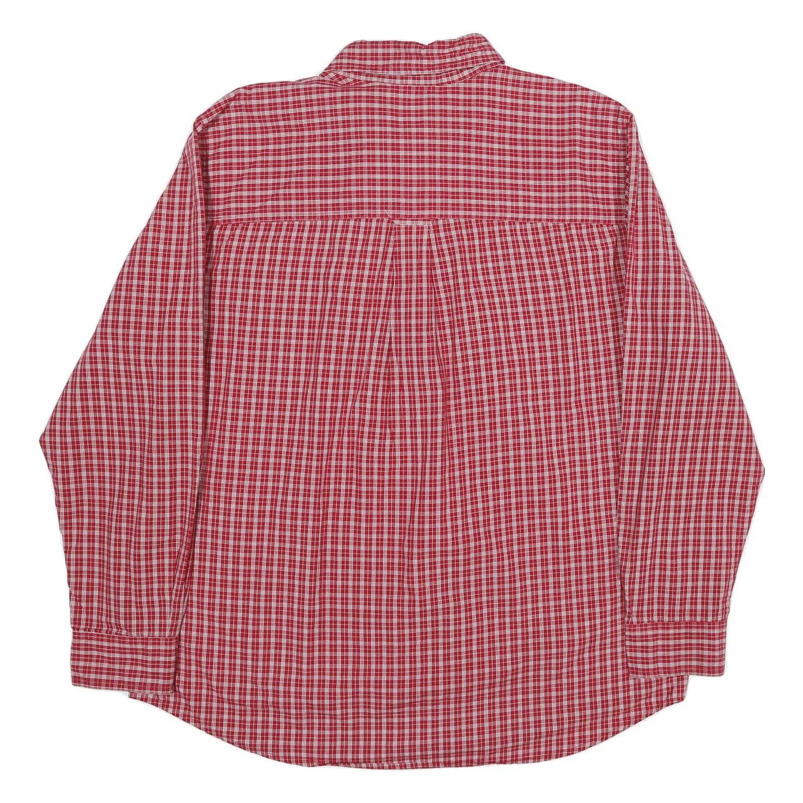 CHAPS Mens Red Check Shirt XL Cotton Button Down Long Sleeve Classic