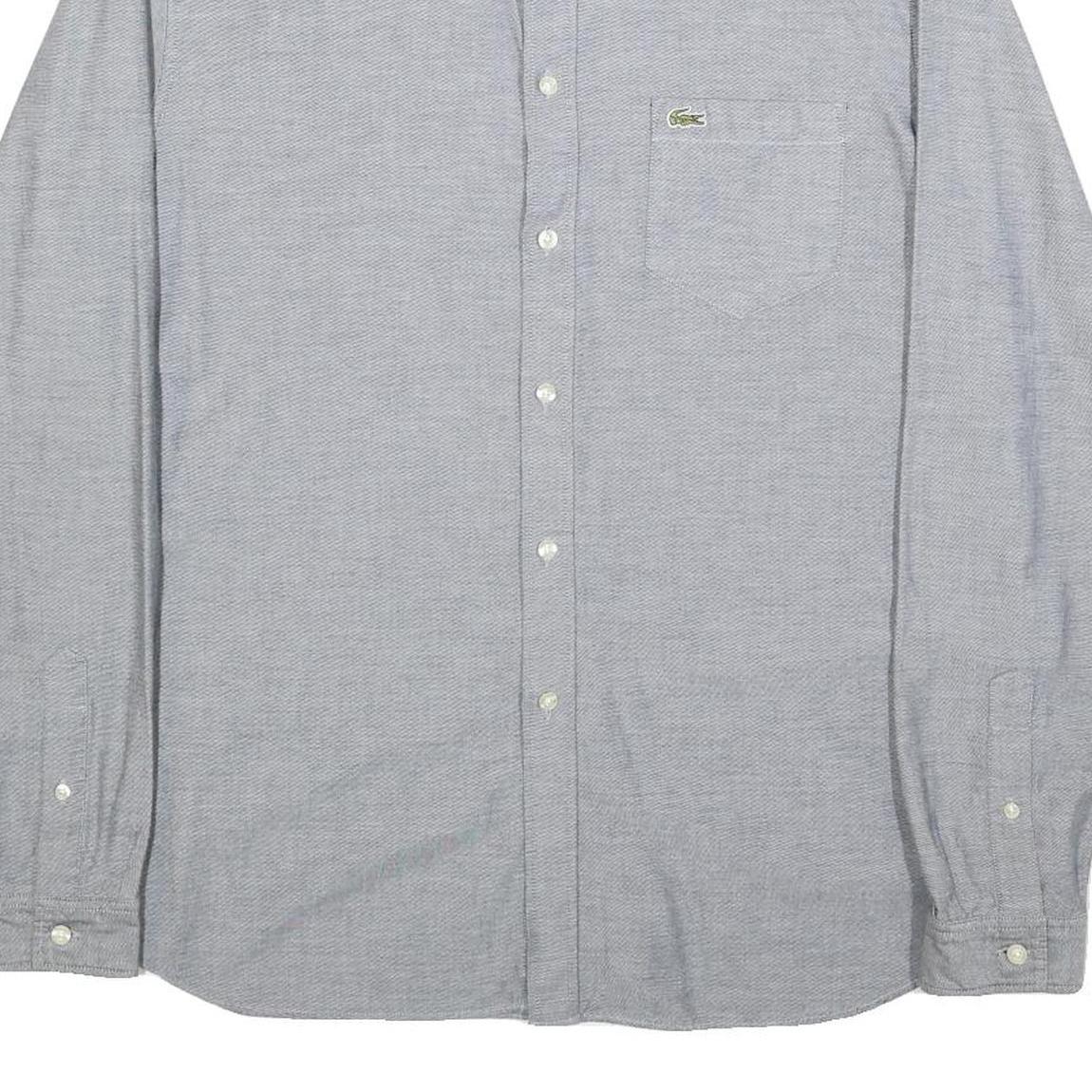 LACOSTE Mens Grey Button Down Shirt L Cotton Casual Classic Long Sleeve