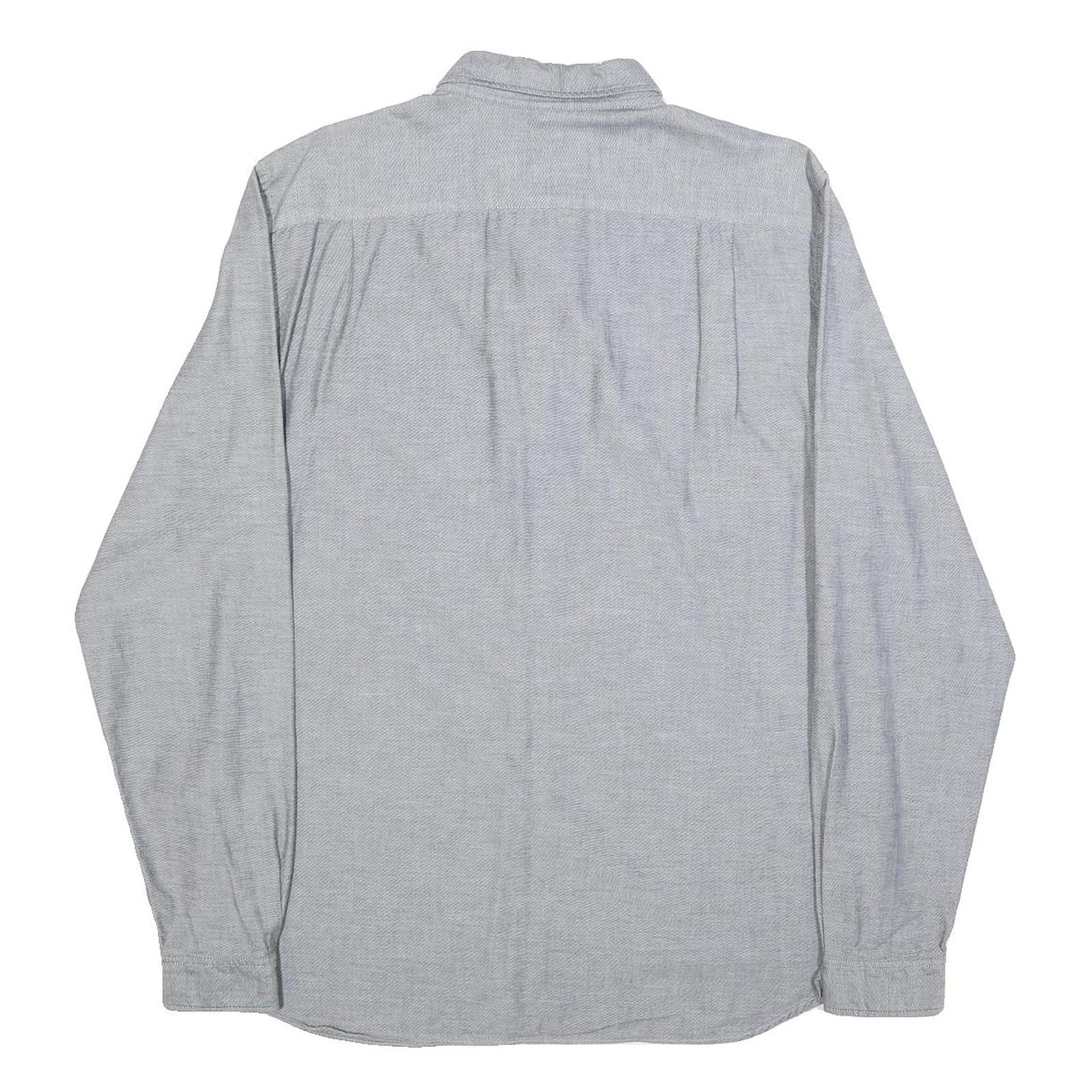 LACOSTE Mens Grey Button Down Shirt L Cotton Casual Classic Long Sleeve