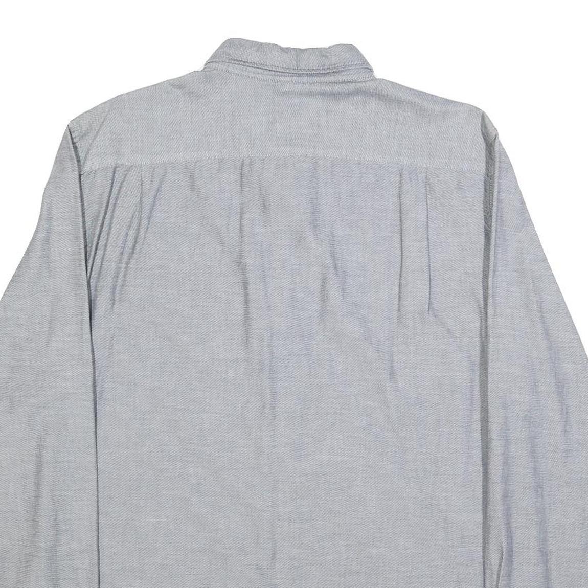 LACOSTE Mens Grey Button Down Shirt L Cotton Casual Classic Long Sleeve