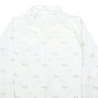 Mens White Cotton Blend Shirt L Long Sleeve Button Casual Printed Design