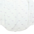 Mens White Cotton Blend Shirt L Long Sleeve Button Casual Printed Design