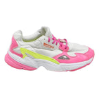 ADIDAS Falcon Womens Trainers Low Top Synthetic White Pink Neon Yellow UK 6.5