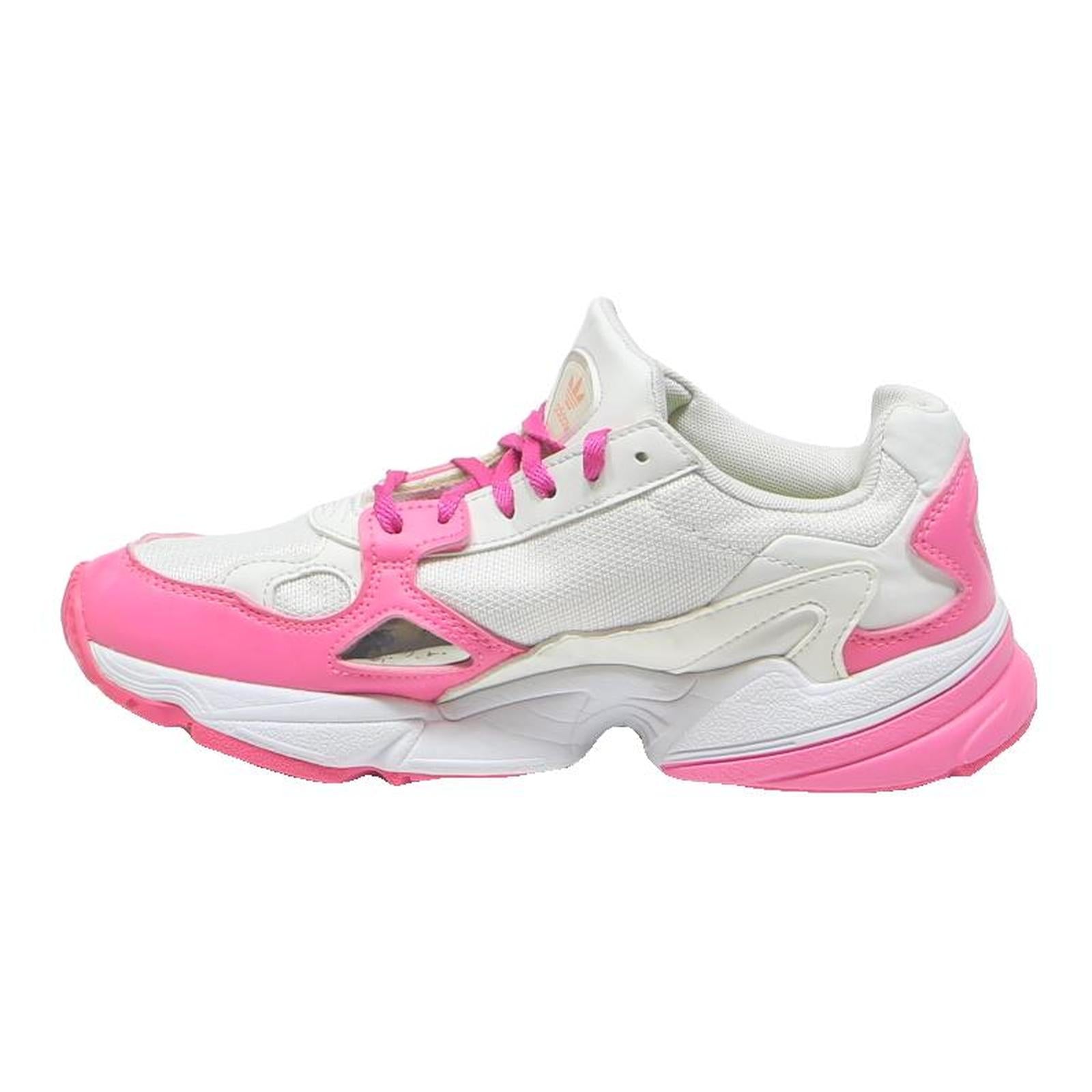 ADIDAS Falcon Womens Trainers Low Top Synthetic White Pink Neon Yellow UK 6.5