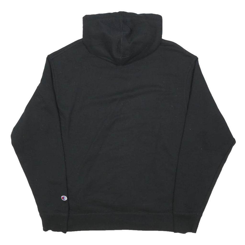 CHAMPION Mens Black Hoodie L Cotton Pullover Sweatshirt Classic Logo Casual