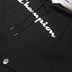 CHAMPION Mens Black Hoodie L Cotton Pullover Sweatshirt Classic Logo Casual