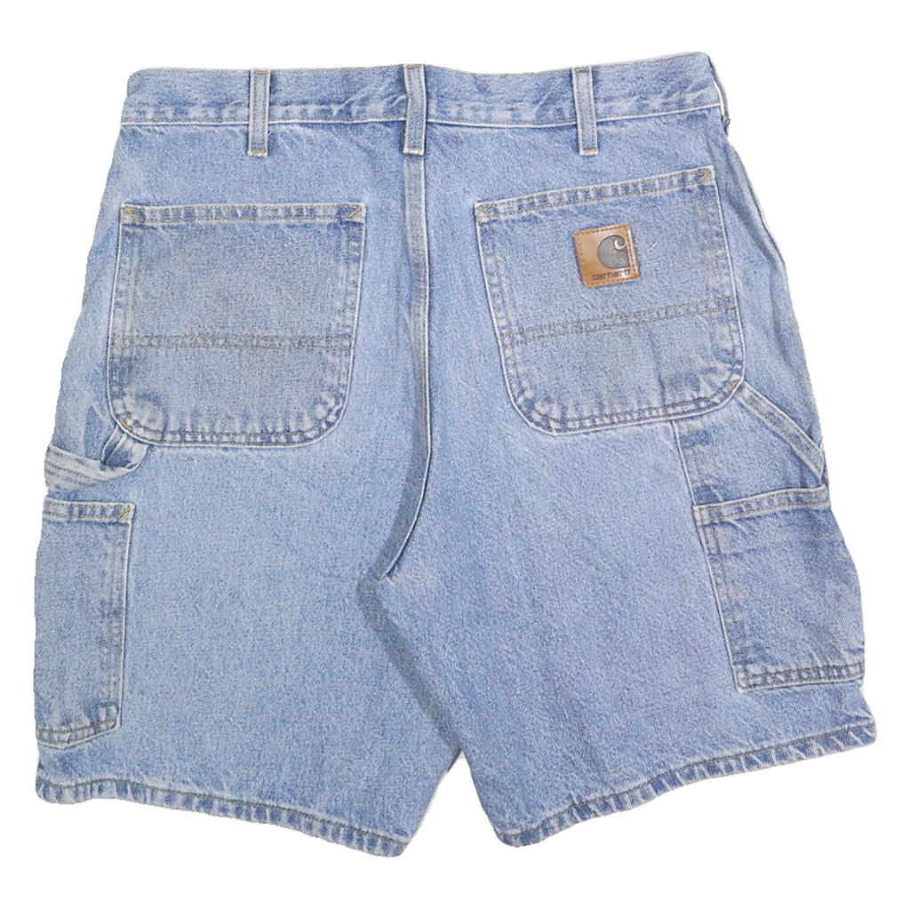 CARHARTT Mens Denim Blue Casual Cotton Blend Shorts M W33 Workwear Relaxed Fit