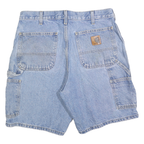 CARHARTT Mens Denim Blue Casual Cotton Blend Shorts M W33 Workwear Relaxed Fit
