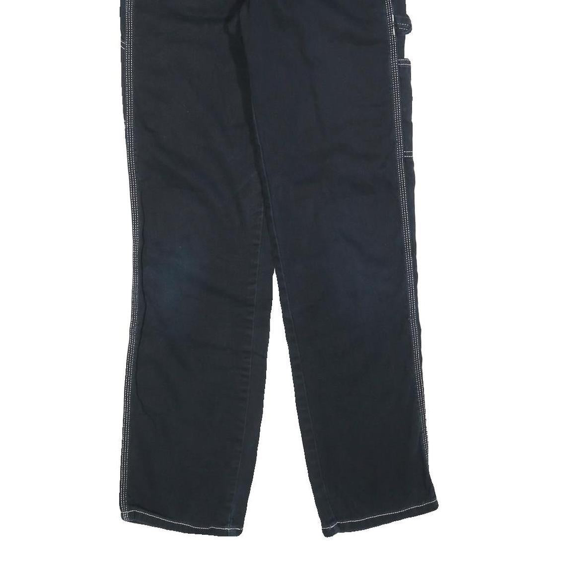 DICKIES Womens Regular Fit Black Cotton Blend Straight Leg Trousers W26 L30