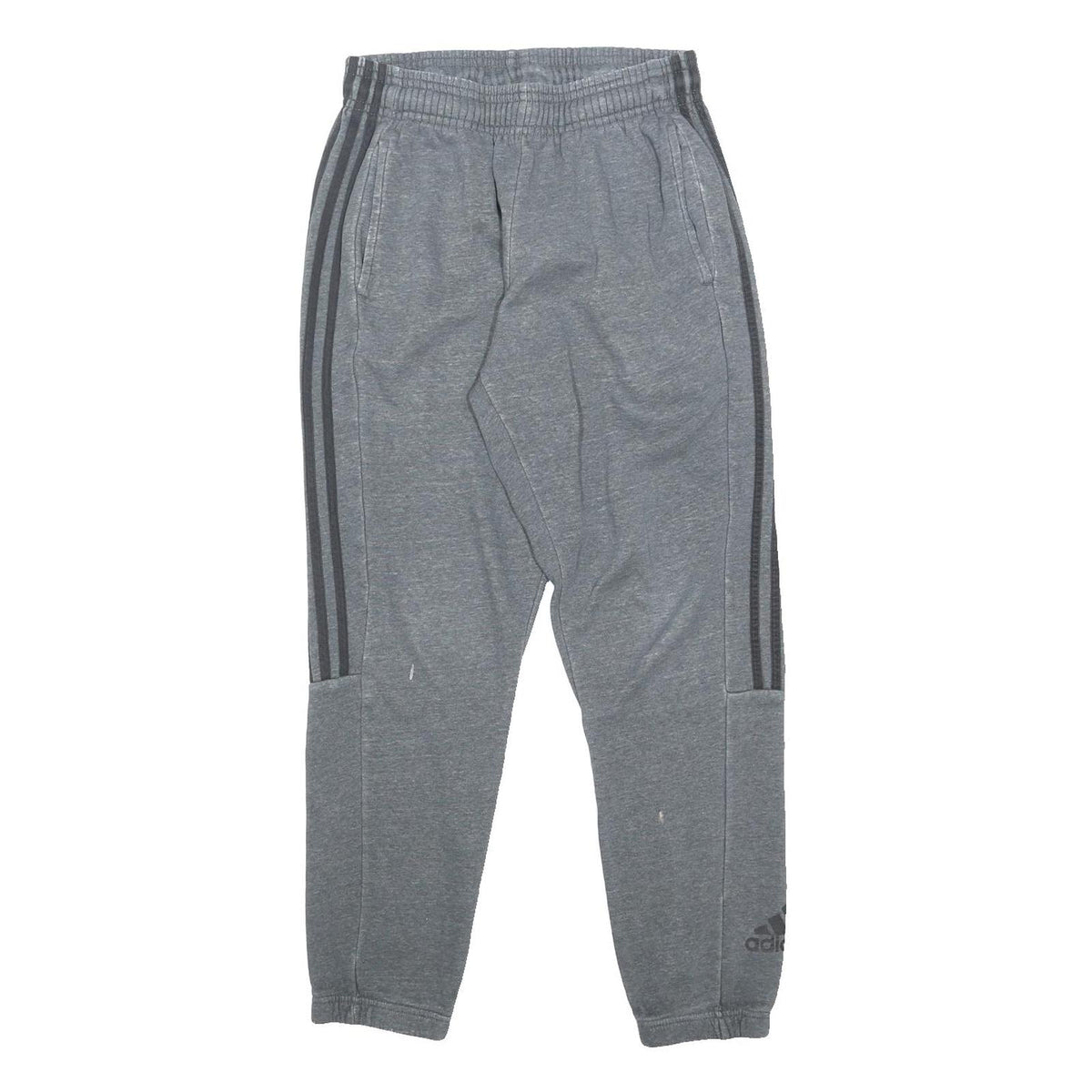ADIDAS Mens Joggers Grey & Black Regular Tapered M W28 L29 Cotton Blend