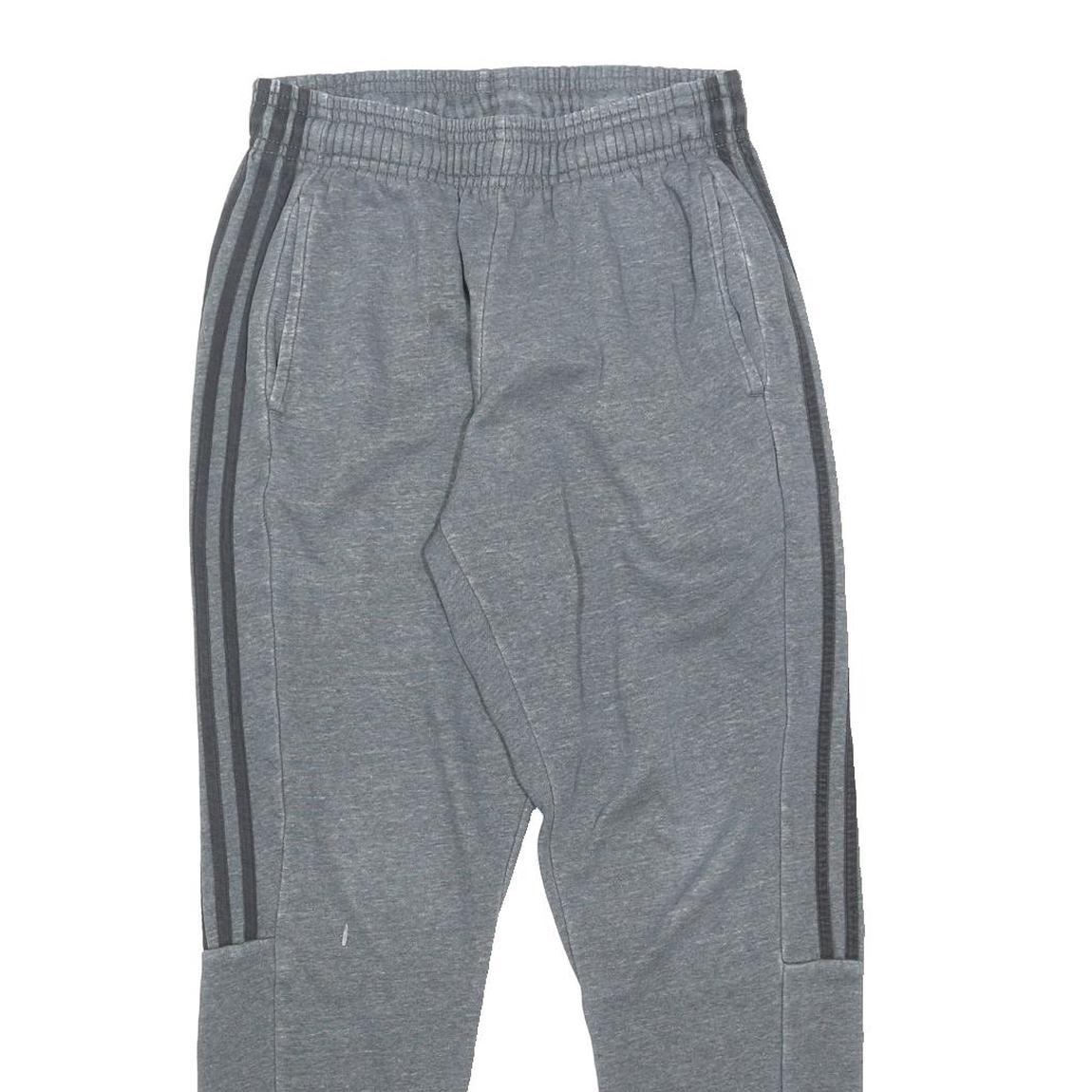 ADIDAS Mens Joggers Grey & Black Regular Tapered M W28 L29 Cotton Blend