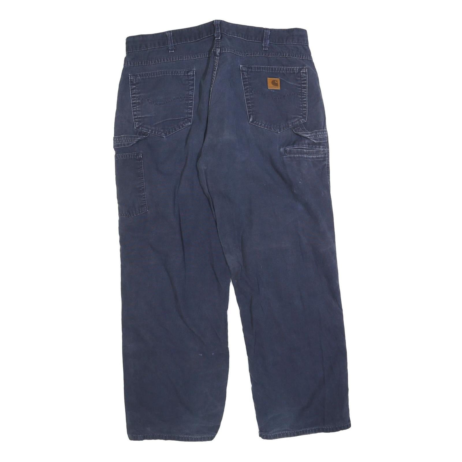CARHARTT Mens Cotton Blend Navy Relaxed Straight Trousers W40 L32 Workwear