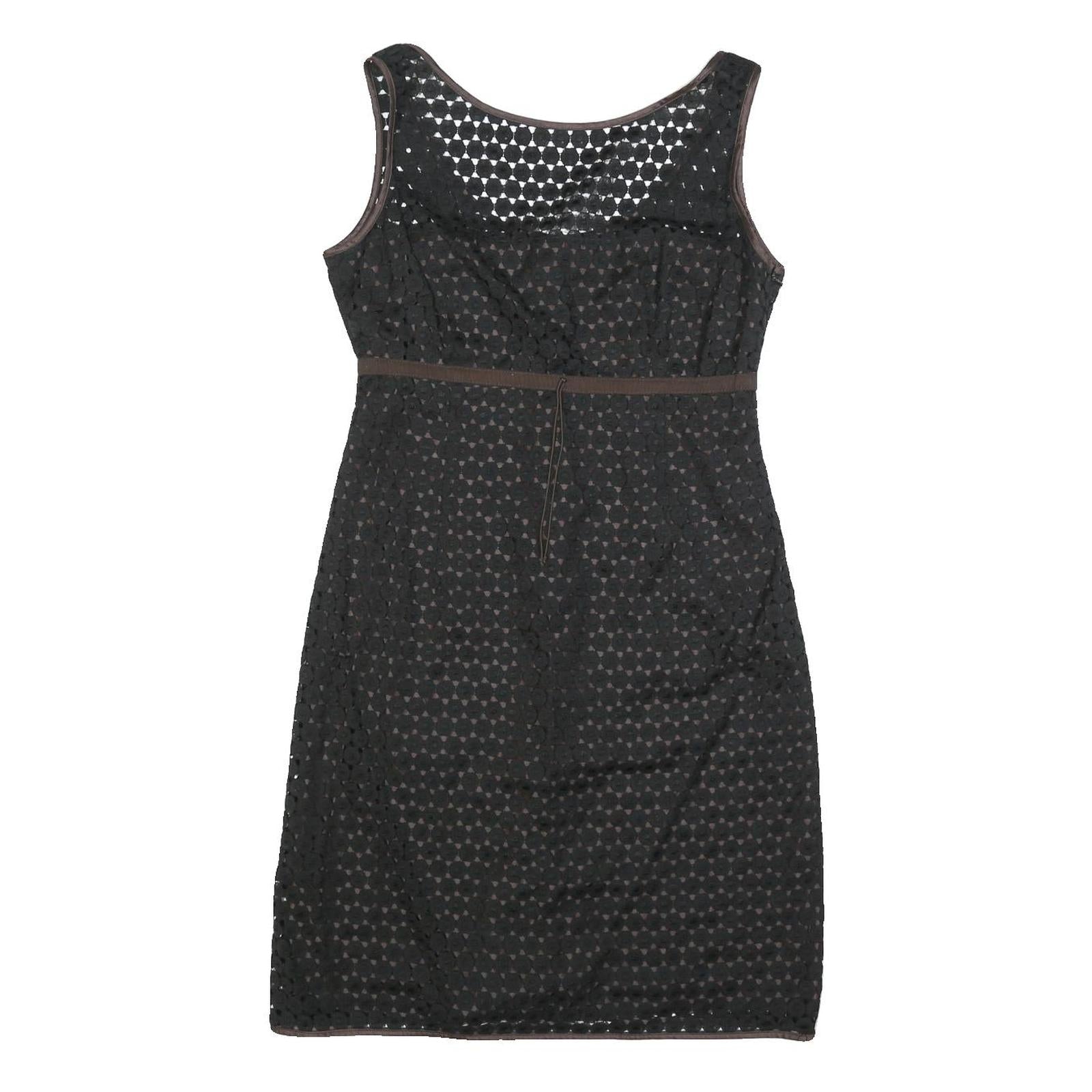 PAULE KA Womens Black & Brown Casual Dress Polyester Sleeveless Knee Length M