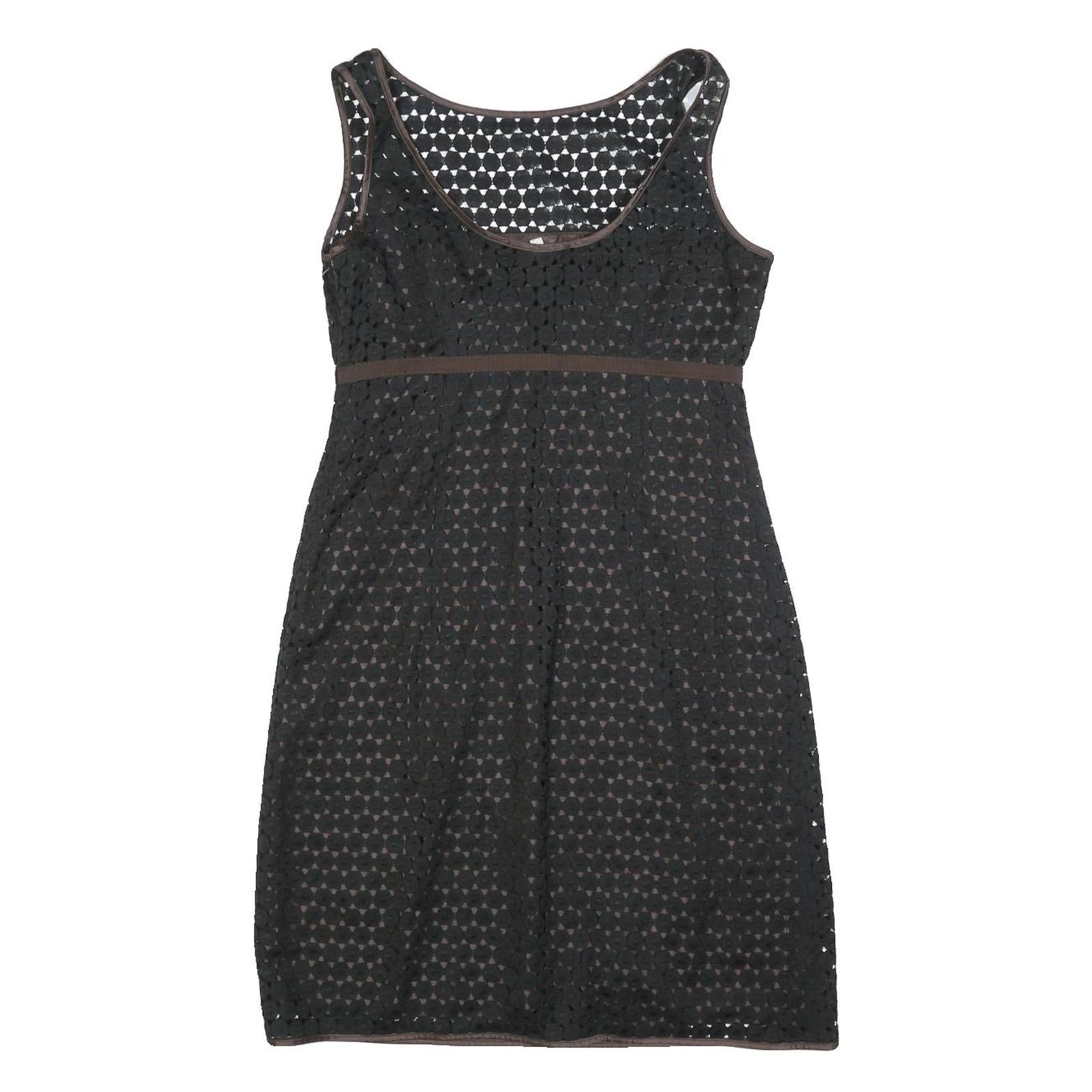 PAULE KA Womens Black & Brown Casual Dress Polyester Sleeveless Knee Length M