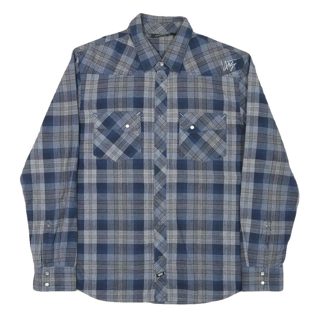 VANS Mens Blue Check Shirt M Long Sleeve Cotton Blend Casual Western Style