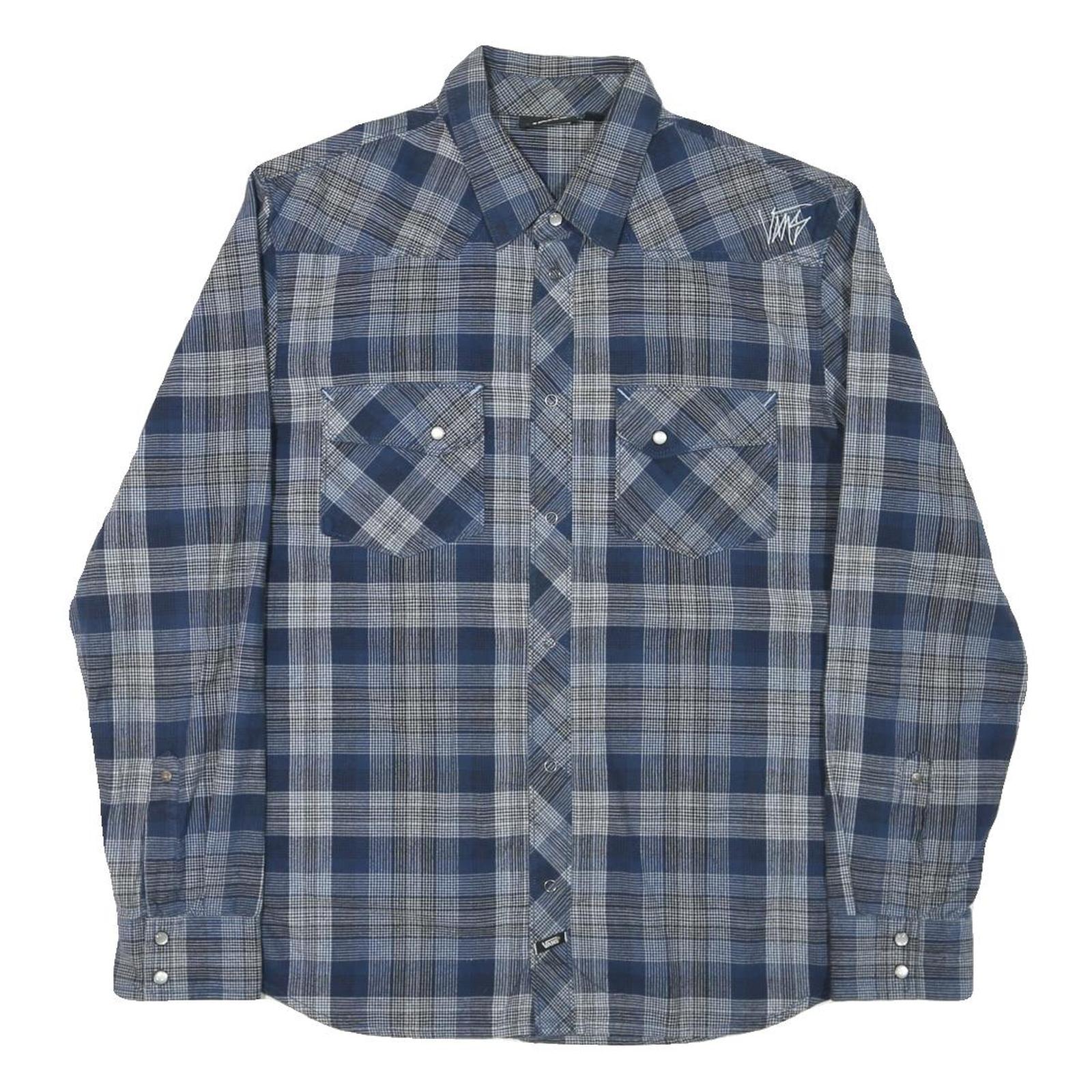VANS Mens Blue Check Shirt M Long Sleeve Cotton Blend Casual Western Style