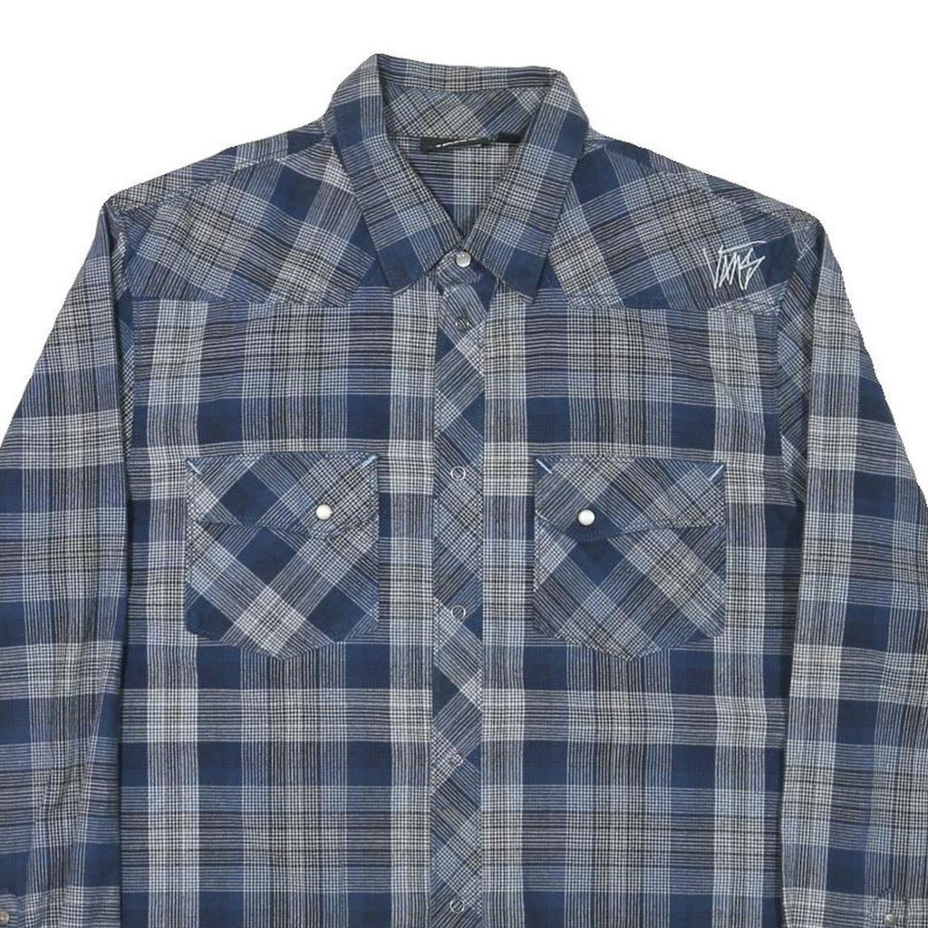 VANS Mens Blue Check Shirt M Long Sleeve Cotton Blend Casual Western Style
