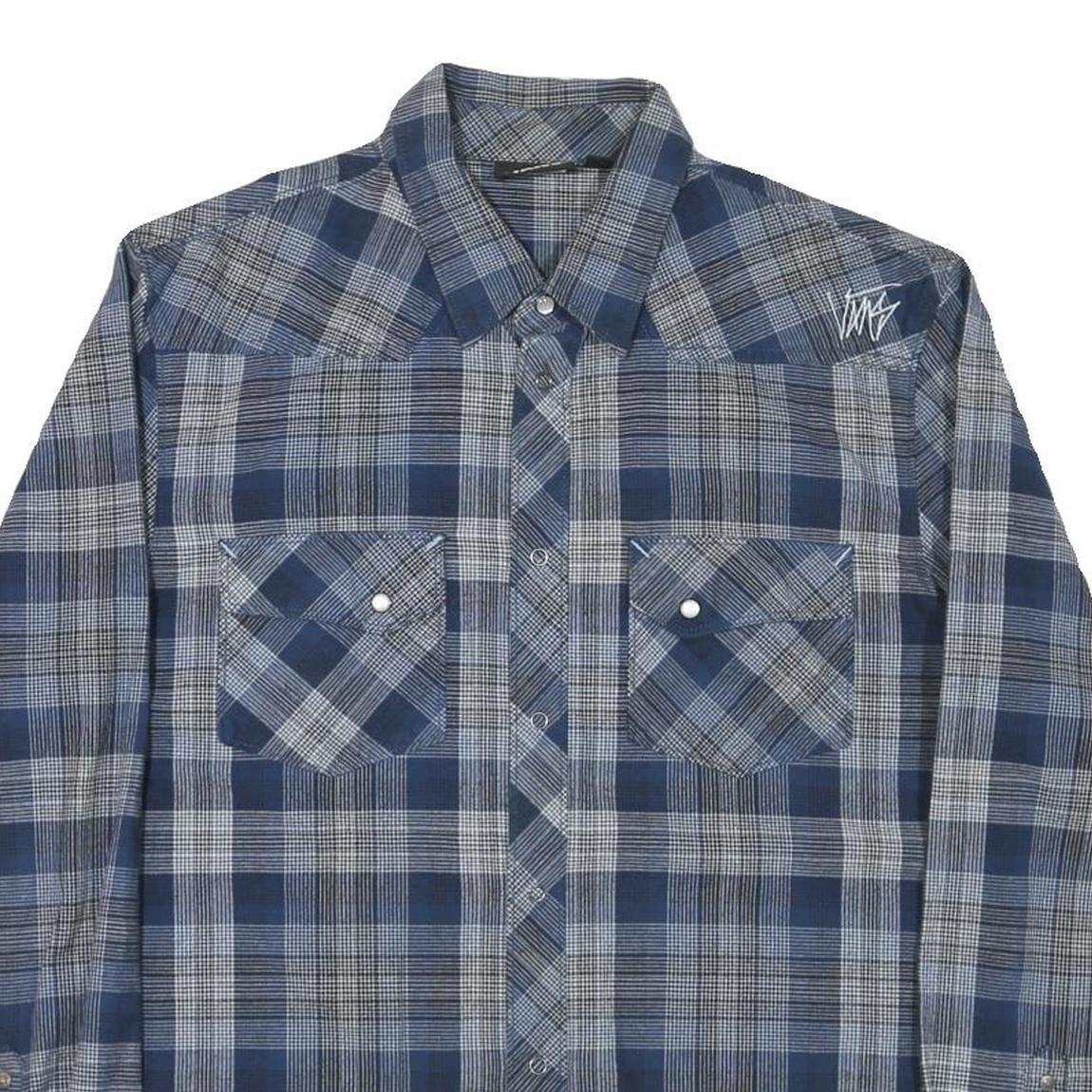 VANS Mens Blue Check Shirt M Long Sleeve Cotton Blend Casual Western Style