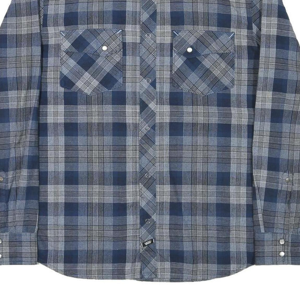 VANS Mens Blue Check Shirt M Long Sleeve Cotton Blend Casual Western Style