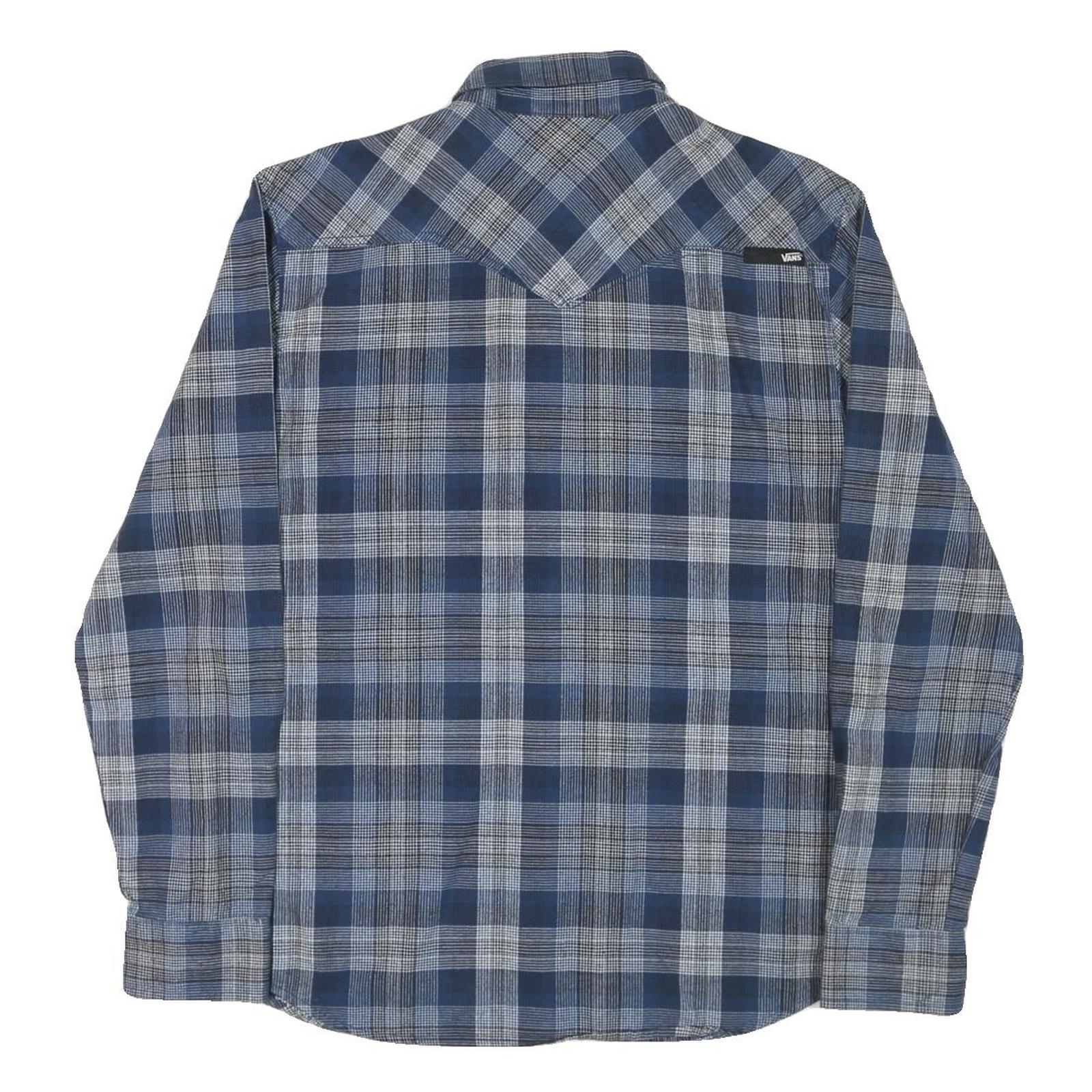 VANS Mens Blue Check Shirt M Long Sleeve Cotton Blend Casual Western Style