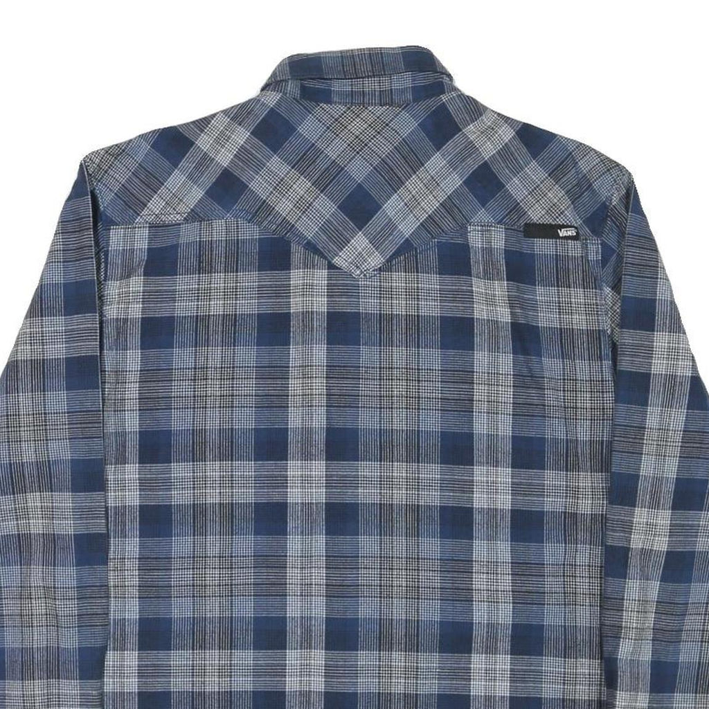 VANS Mens Blue Check Shirt M Long Sleeve Cotton Blend Casual Western Style