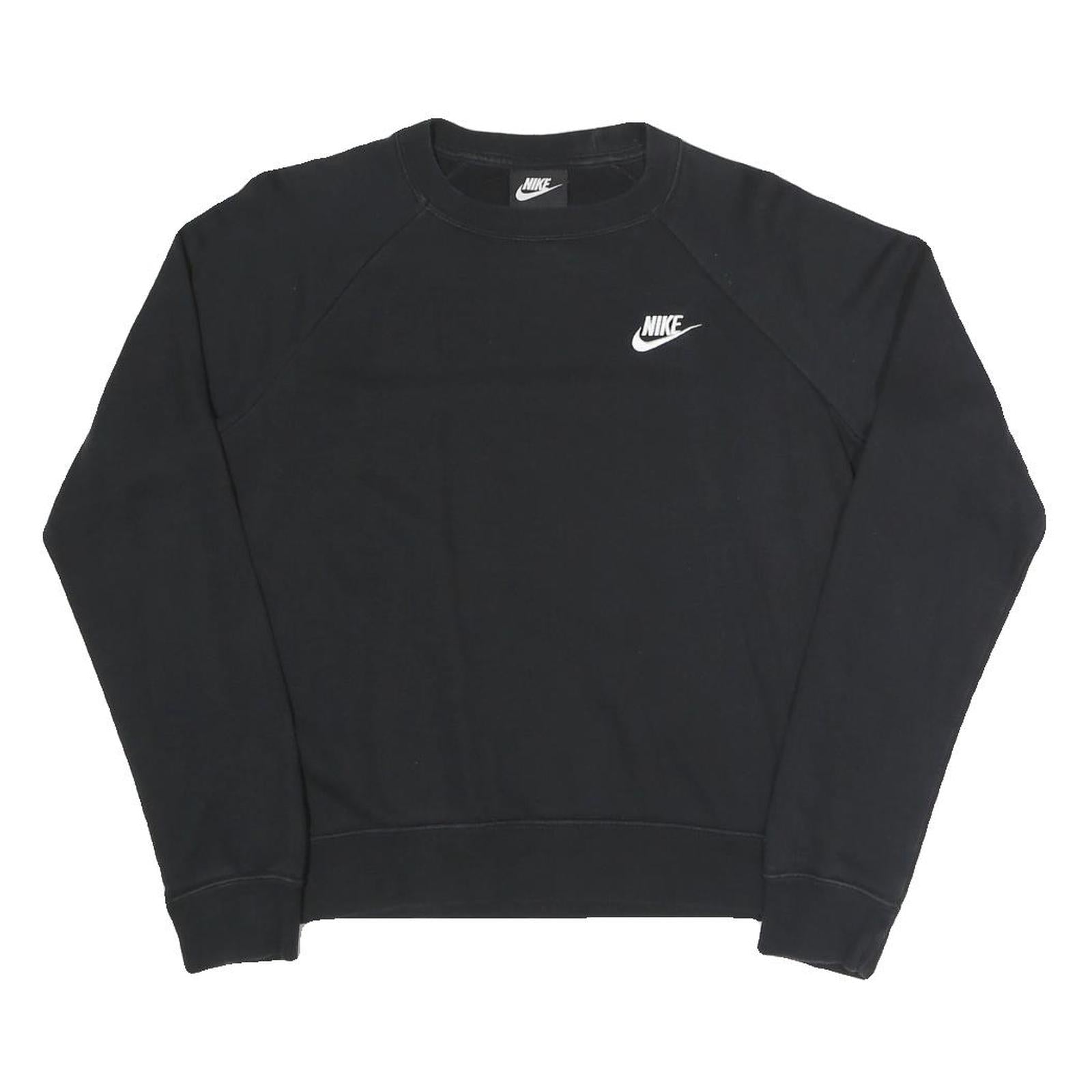 NIKE Womens Black Crew Neck Sweatshirt S Cotton Blend Athletic Casual Pullover