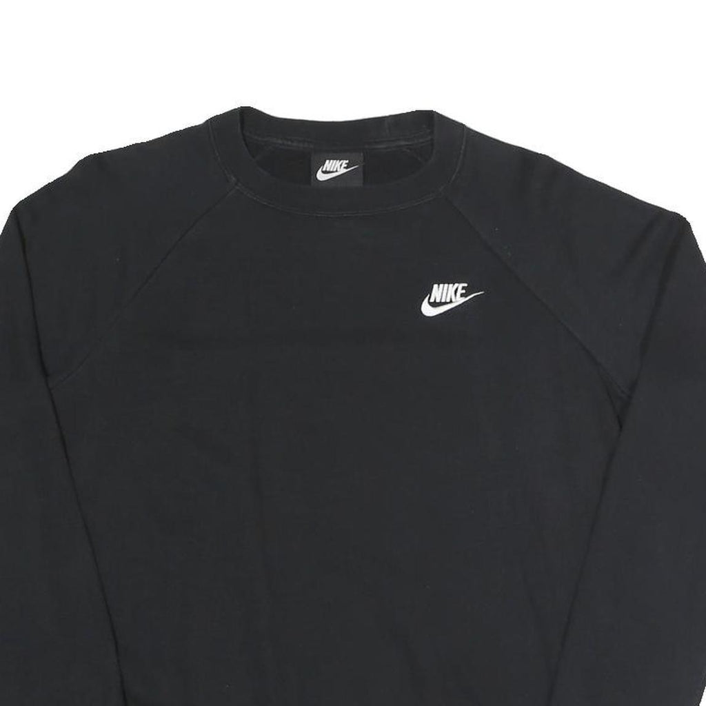 NIKE Womens Black Crew Neck Sweatshirt S Cotton Blend Athletic Casual Pullover