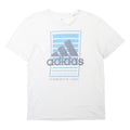 ADIDAS Mens White Blue Graphic T-Shirt S Short Sleeve Crew Neck Sport Casual