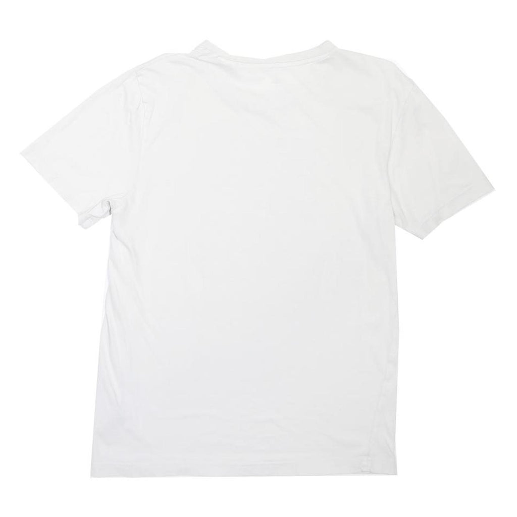 ADIDAS Mens White Blue Graphic T-Shirt S Short Sleeve Crew Neck Sport Casual
