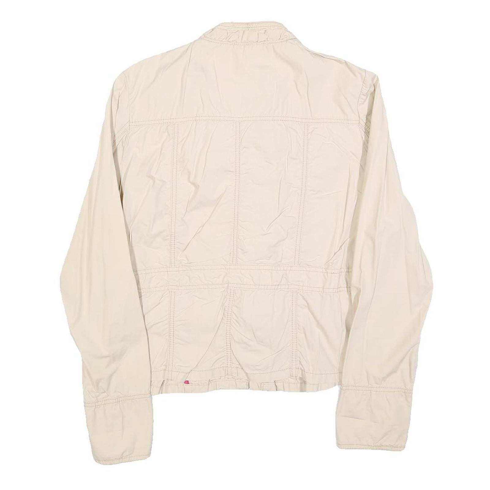 G3000 Womens Cream Cotton Casual Jacket M Button Plain Lightweight Stylish