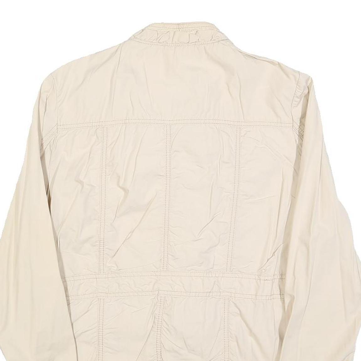 G3000 Womens Cream Cotton Casual Jacket M Button Plain Lightweight Stylish