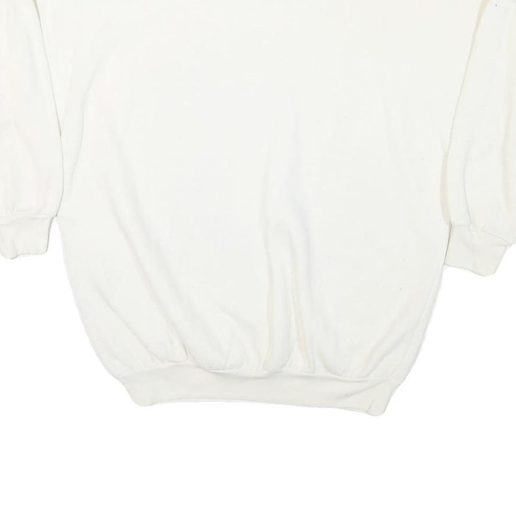 CRYSTAL GIRAFFE Womens White Puppy Graphic Collar S Cotton Blend Sweatshirt