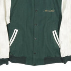 NIELLA CUSTOM DESIGN Mens Green & White Paint Your Wagon Wool Jacket L Button